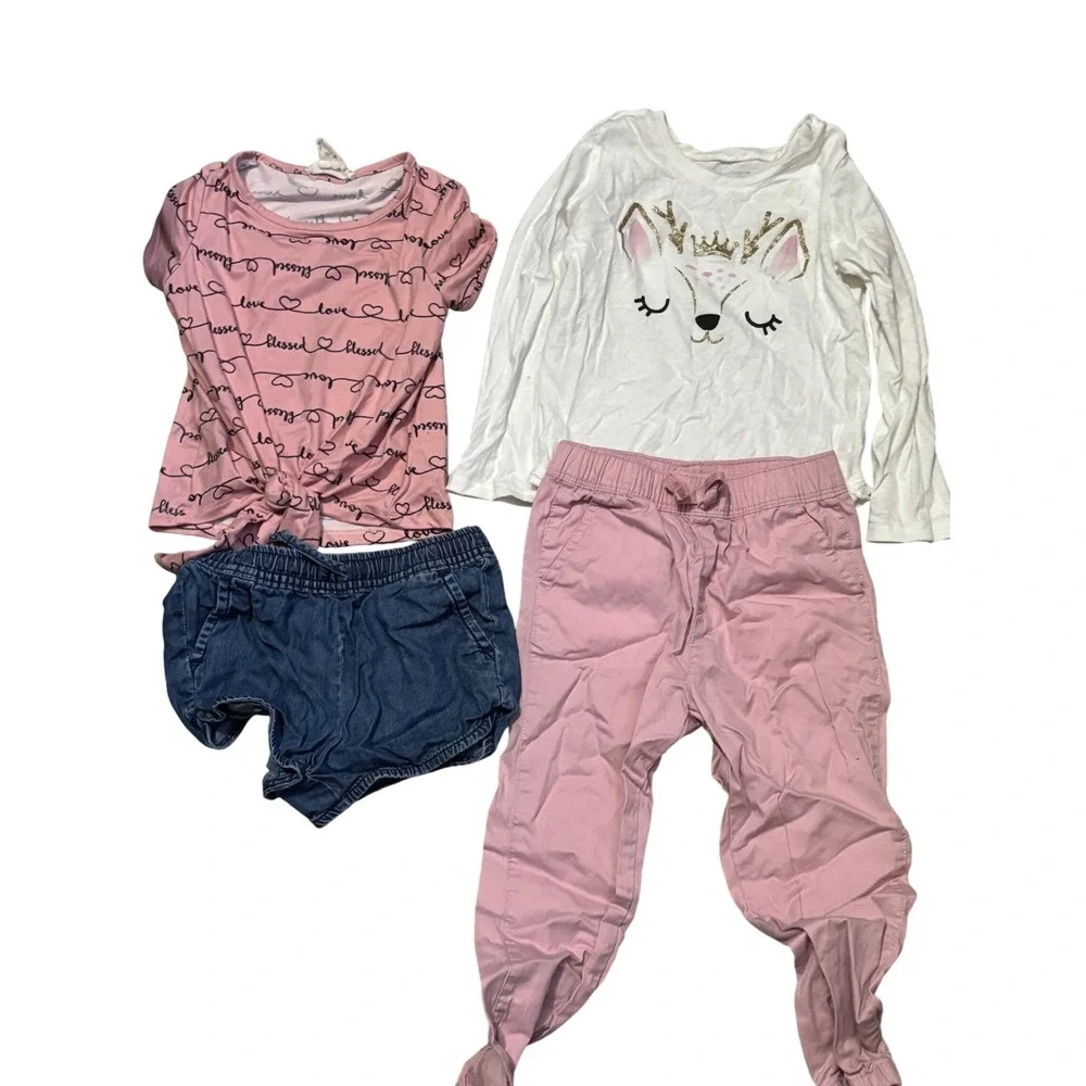 Kids‎ 4T Denim Jacket Dress Elsa Shirt Pants Shorts Outfit Set Bundle
